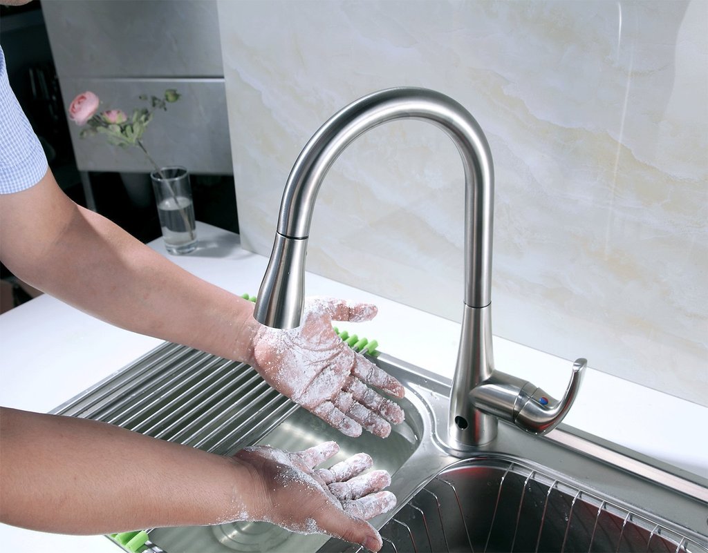 Bio Bidet Kitchen Faucet with Hands Free Motion Sensor Technology